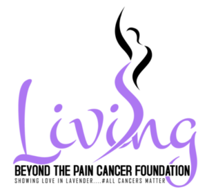 A purple word that is written in cursive.